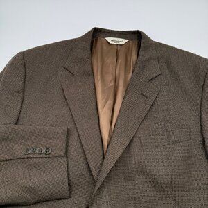 Pronto Uomo 100% Wool Sport Coat Suit Jacket Size 44 Regular Lined Brown Tweed